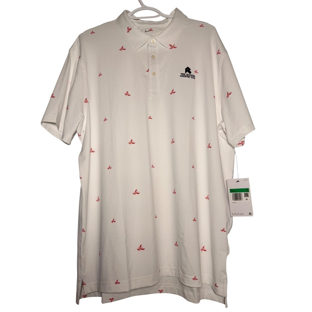 Nike Golf Riviera Country Club Lobster Print Dri-FIT Polo Shirt White XL